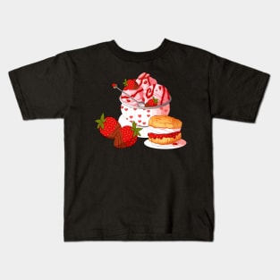 Strawberries and Cream Snacks Kids T-Shirt
